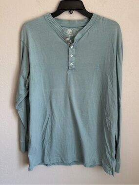 Mens XL Blue Timberland Slim Fit Henley Casual Outdoor Workman’s Gorpcore Shirt